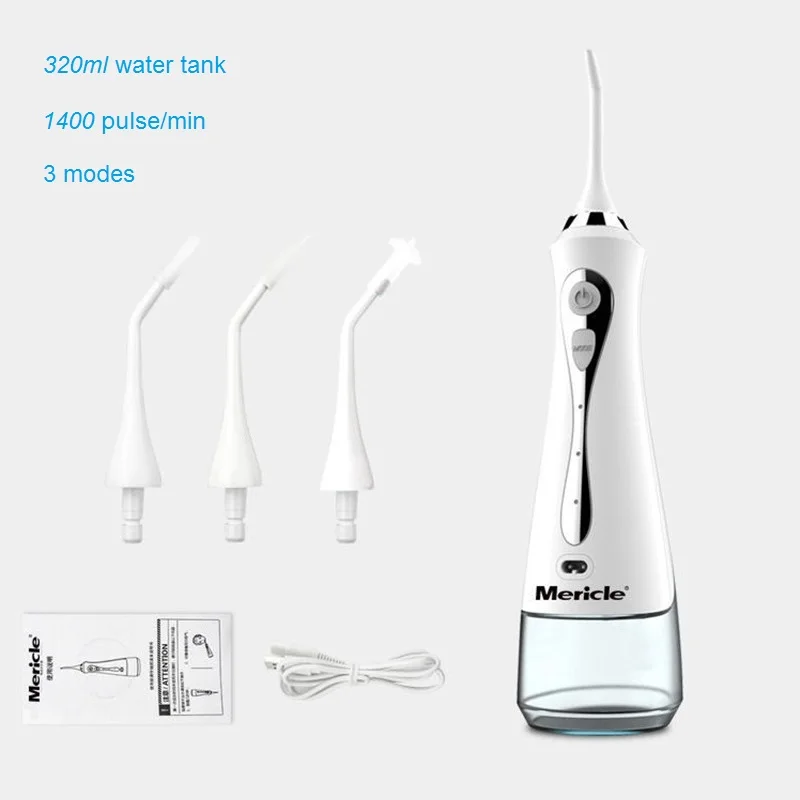 

Water Flosser Oral Irrigator Dental Clearner USB Rechargeable 3 modes 320ML Water Tank Water Jet IPX5 Waterproof Teeth Cleaner