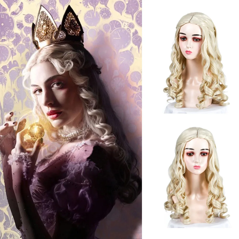 

Wig for Women Synthetic Princess Long Wavy Hair Light Gold Halloween Costume Party Cosplay Use Wig