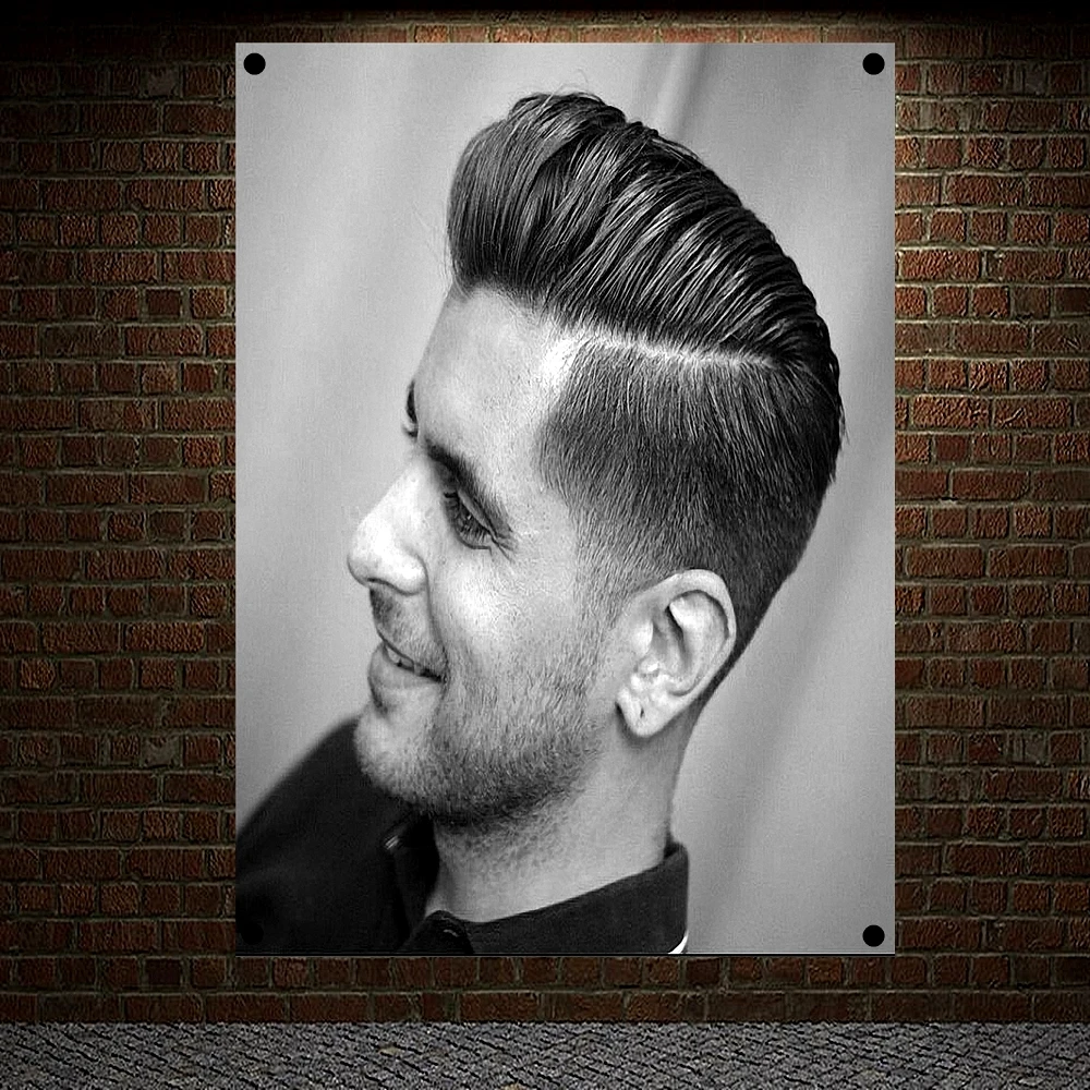 Мужская полосатая короткая прическа с бородой гобелен баннер флаг настенное