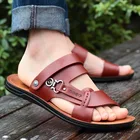 Сандалии Coslony мужские кожаные, роскошные дизайнерские пляжные туфли с открытым носком, шлепанцы для улицы, лето 2021