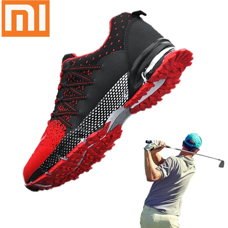

Мужские кроссовки для гольфа Xiaomi, дышащие, легкие, красные, черные, для улицы, удобные для ходьбы, спортзала