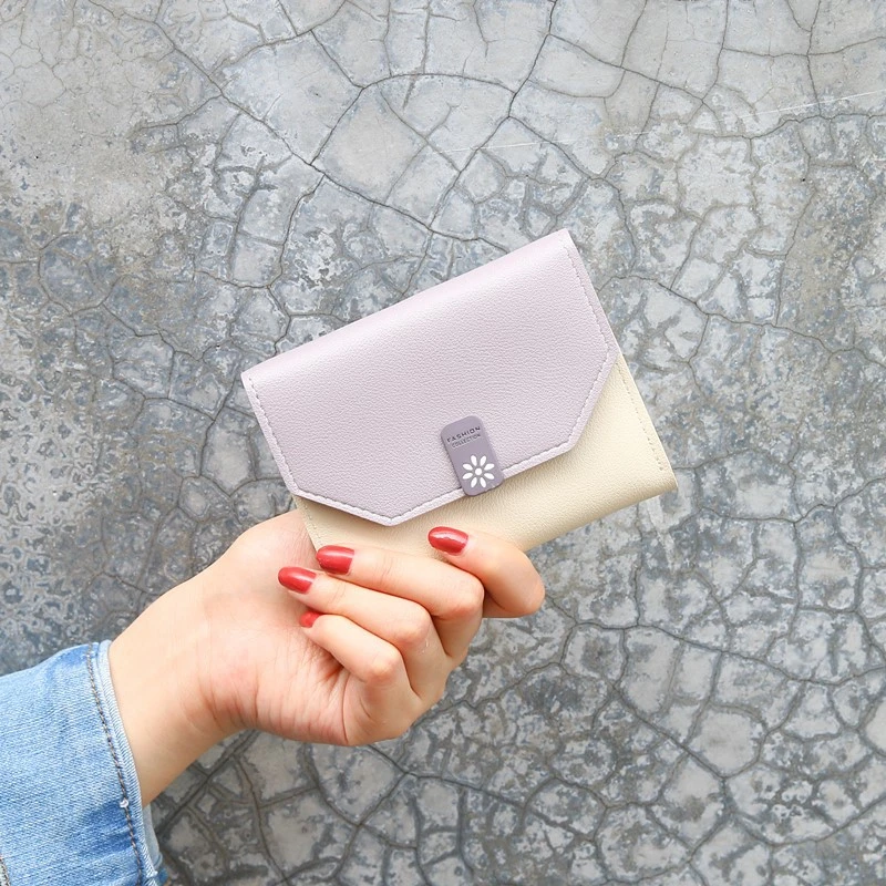 

New Passcard Short Wallet Pockets Note Compartment Passcard Card Holder Wallet Bag Women Leather Pattern Coin Purse