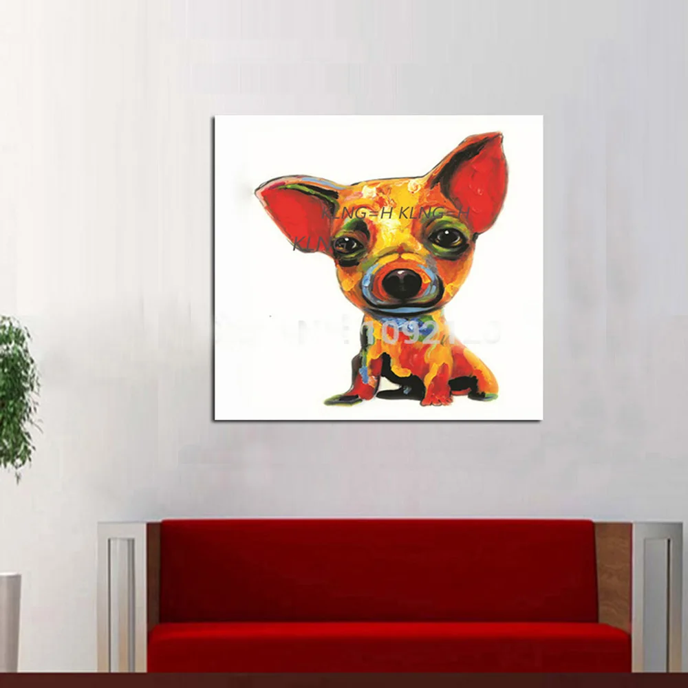 Producto divertido pinturas de animales perro precioso lienzo pintura al óleo decoración pintada a mano arte para sala | Дом и сад