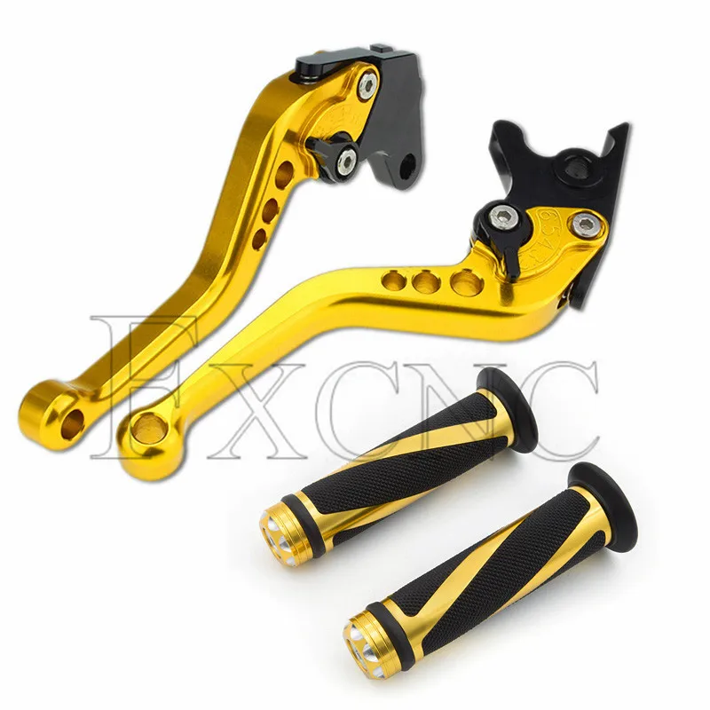 Lever with Grips CNC регулируемый мотоцикл тормозной рычаг сцепления ручные ручки набор аксессуары для мотоциклов Yamaha FZ16 FZ 16 2012- 2013 - Цвет: Lever with Grips