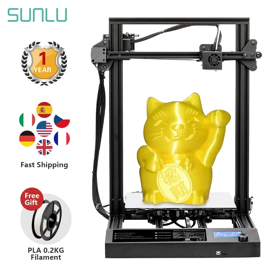 SUNLU S8plus FDM 3D Printer Larger Printing Size PLA ABS PETG Extruder Resume Power Failure Printing Desktop 3D Printer loading=lazy