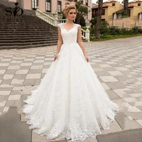 luxury ball gown white wedding dress with lace appliques v neck tulle lace up bespoke bridal dress robe de mariee