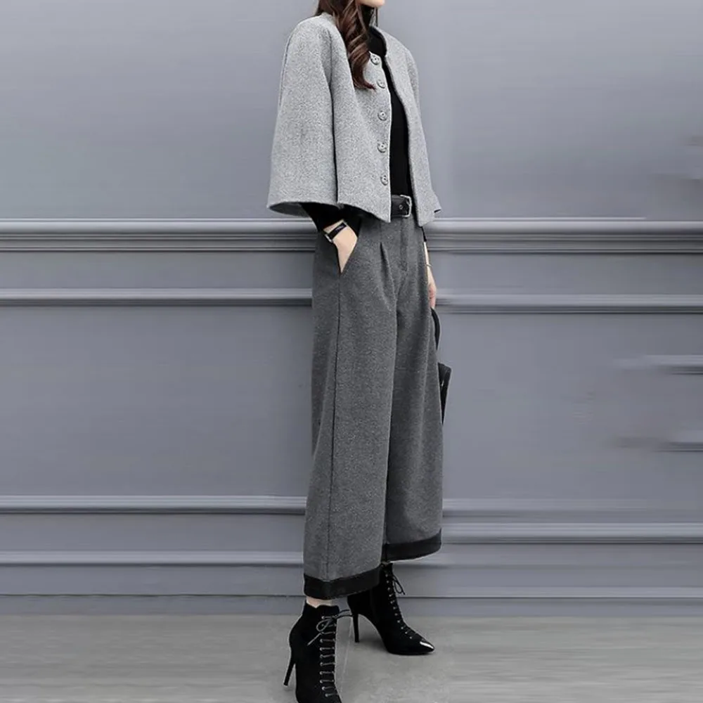 Женский комплект из двух предметов осень 2019 шерстяное Короткое пальто длинные