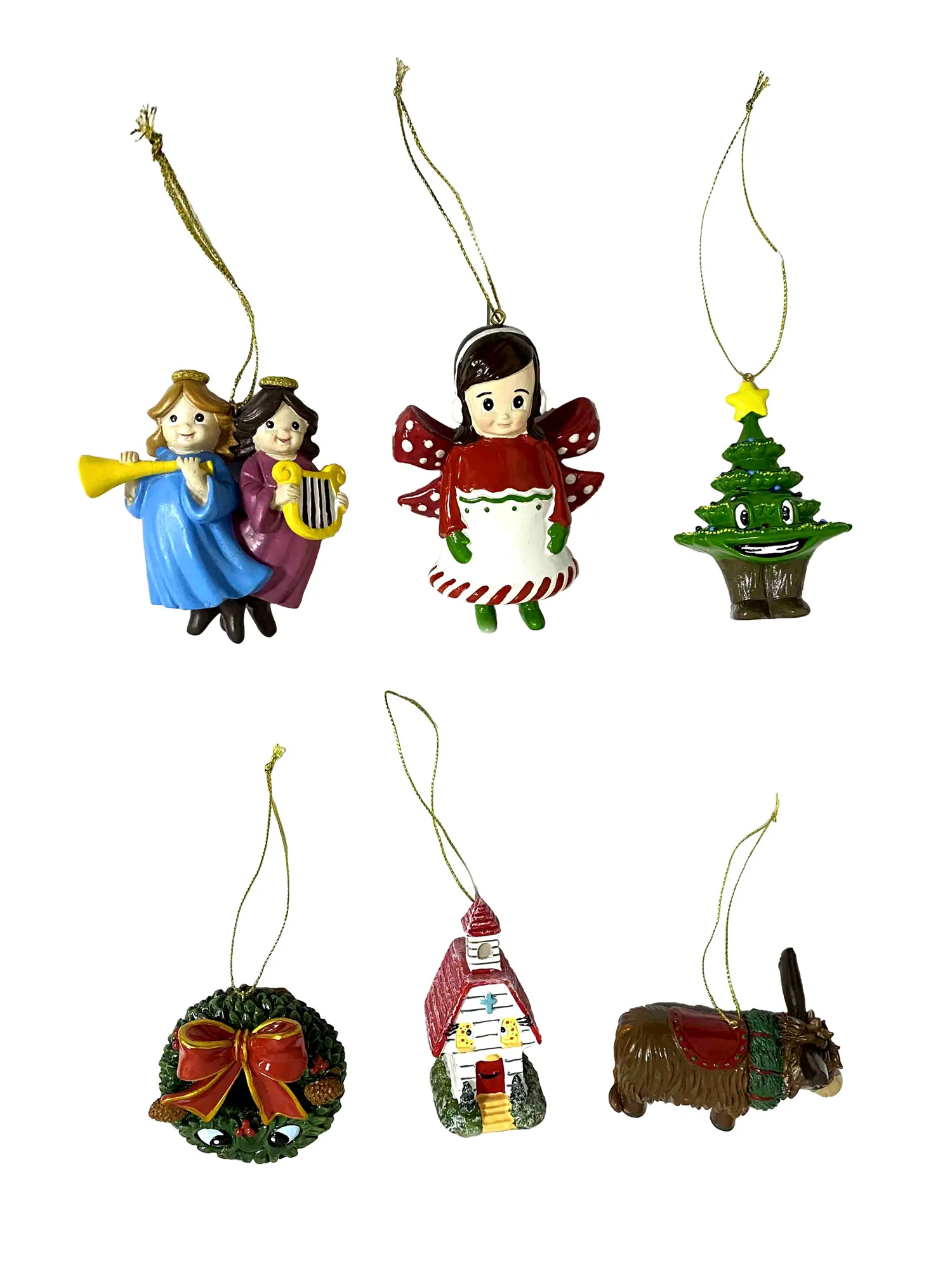 

3 inch Polyresin Christmas Ornaments Angel Twins Wreath House Tree Indeer with High Quality Finishing and Much Details