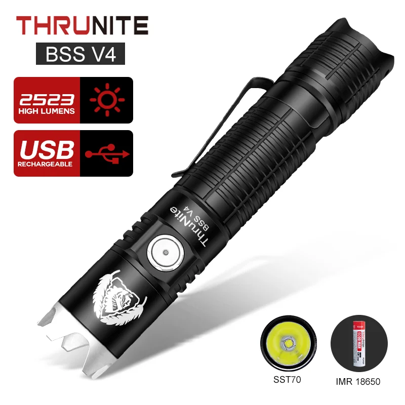 THRUNITE БСС V4 EDC фонарь светодиодный Ультра яркий фонарик 2500 люмен IMR 18650 Батарея в