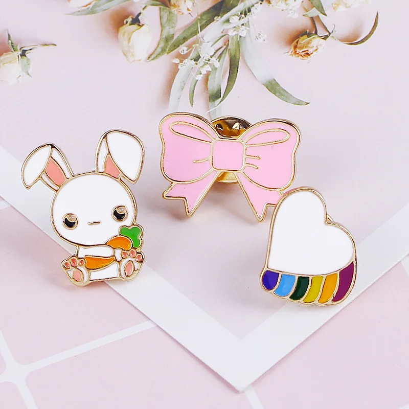 Новая симпатичная мультяшная брошка с бантиком в виде зайчика брошь сердца