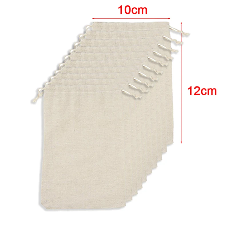 

10pc Christmas Halloween Wedding Birthday Party Candy Box Chocolate Wrapping Bags Natural Jute Burlap Linen Drawstring Gift Bags