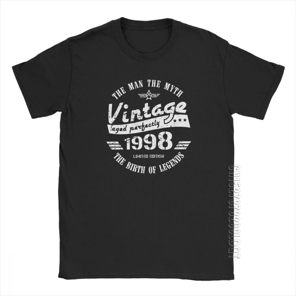 

Vintage 1998 21st Birthday Tee Shirt Gift For Men Anniversary T Shirts Man Plus Size Clothes Pure Cotton Leisure T-Shirt Funny