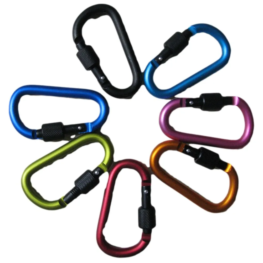

1 Set Heavy Duty Carabiner Clip Hook D-Ring Screw Lock Outdoor Rock Climbing Aluminium Alloy Mixed Color