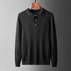 Мужской свитер-поло из хлопка, с длинным рукавом