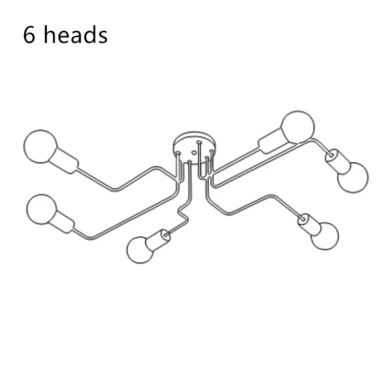 6 heads Светильник люстра люстры люстра потолочная светильники лофт люстра лофт подвесные светильники лофт декор подвесной светильник люстра для кухни светильник подвесной люстра детская люстры потолочные светильник лофтлюстры - Цвет корпуса: 6 heads