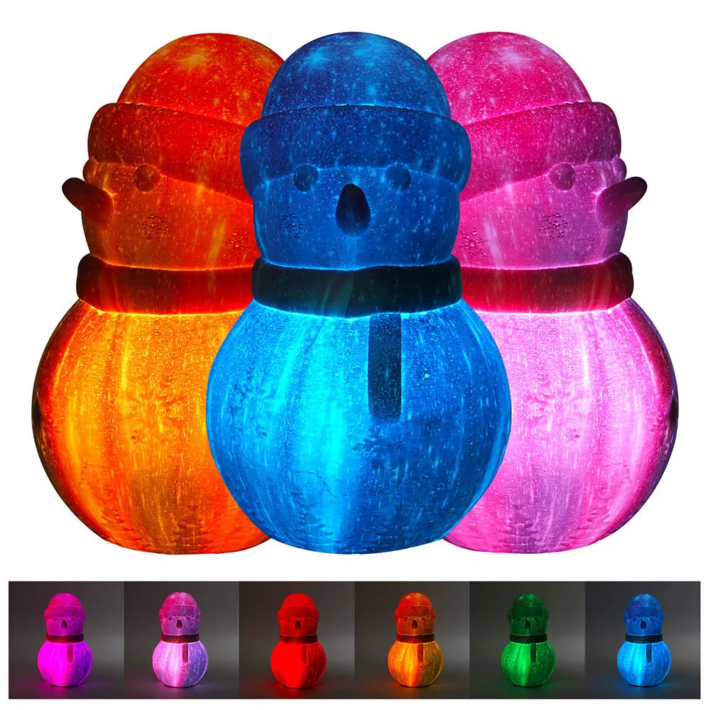 3D Christmas Glowing Snowman LED Light USB Night RGB 16 Colors Flashing Bedroom Table Lamp Decorative | Лампы и освещение