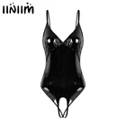 Женское нижнее белье iiniim, боди, Женский костюм с открытой промежностью, костюмы с смачивающим эффектом, кожаные ремешки, Женский костюм с вырезом