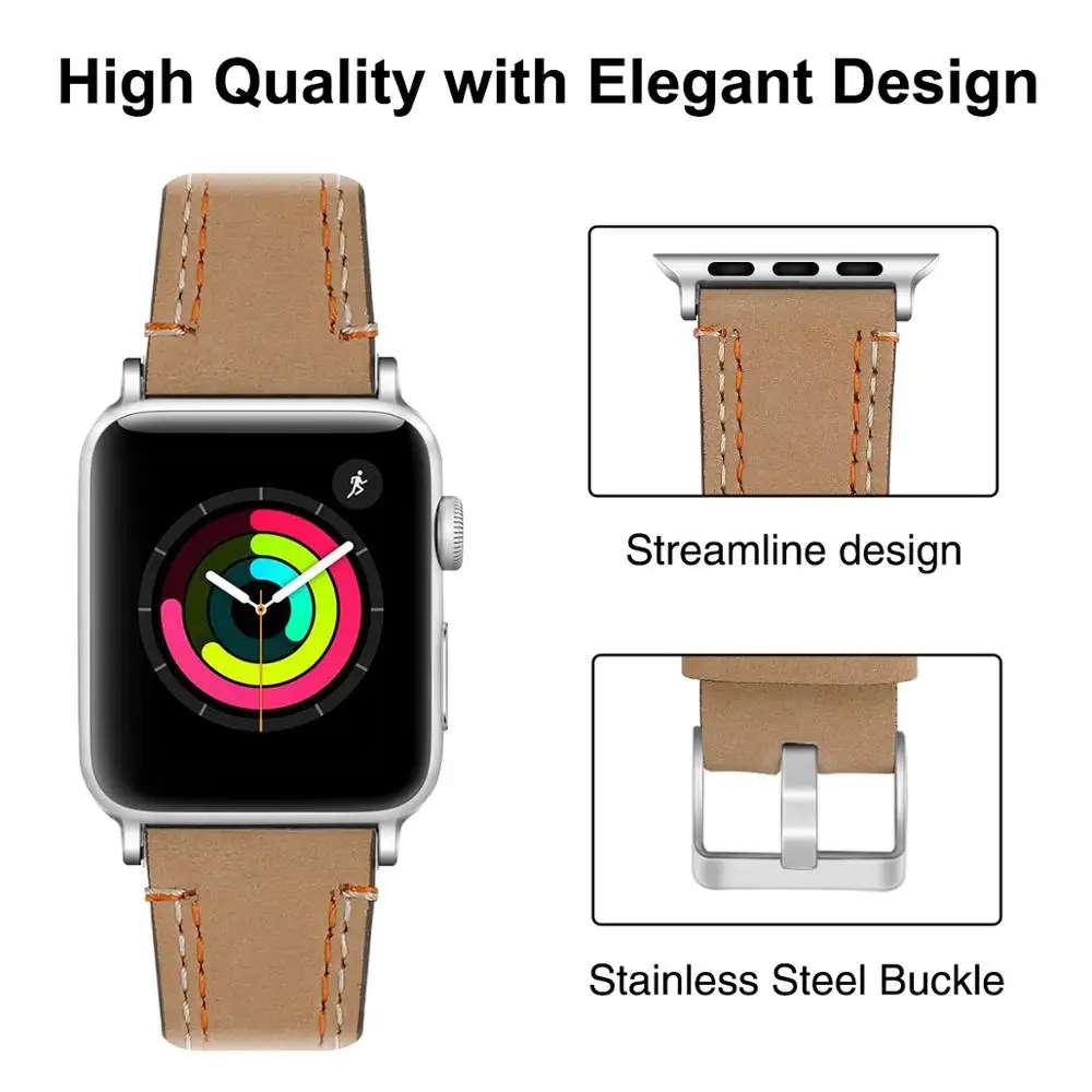 Ремешок кожаный для Apple Watch Series 5/4/3/2/1 42/44 мм 38/40 | Наручные часы