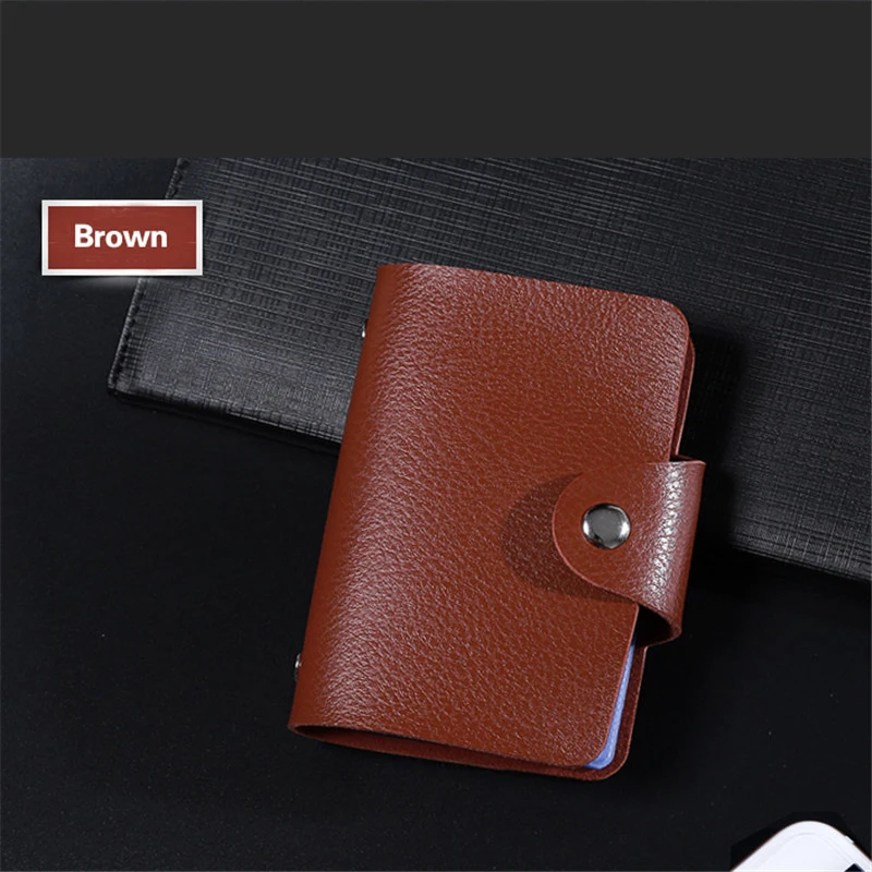 

BISI GORO 2021 Casual Multifunctional Wallet 24 Bits Button Credit Card Holder Money Bag Soft Leather Men and Women ID Holder