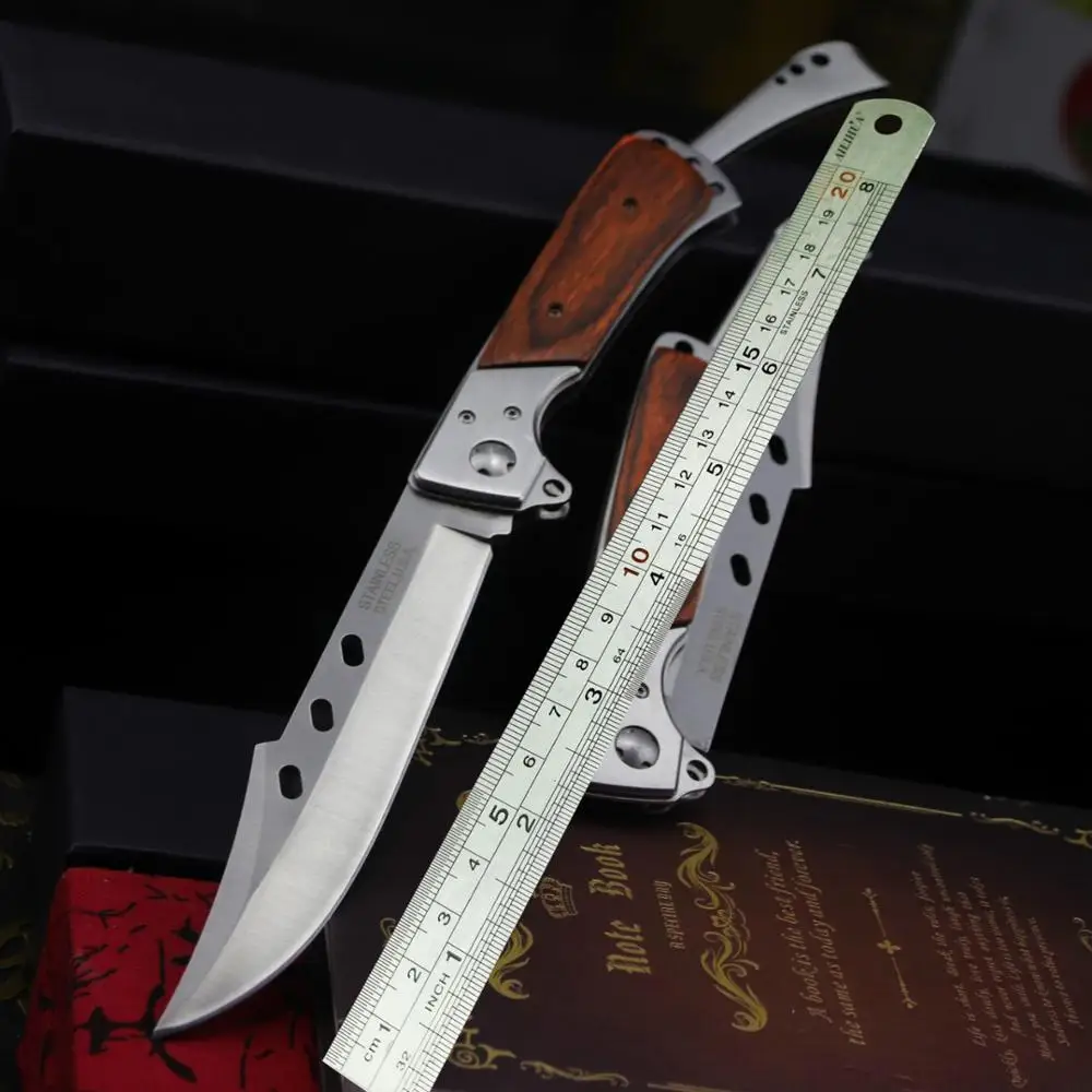 

Colour wood handle folding swallowtail knife jungle hunting folding knife U.S.A Tactical folding knife body knife
