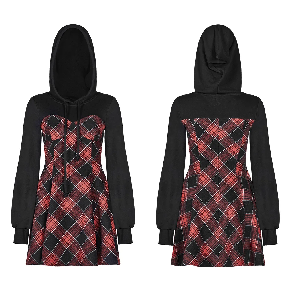 Женское платье-обманка в стиле панк с накидкой из двух частей свободное