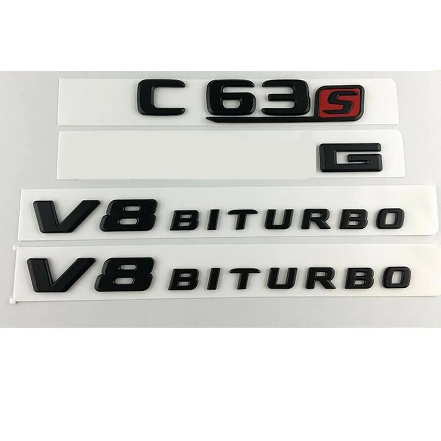 Черный C63S V8 BITURBO Багажник крыло значки эмблемы для Mercedes Benz W205|Эмблемы| |