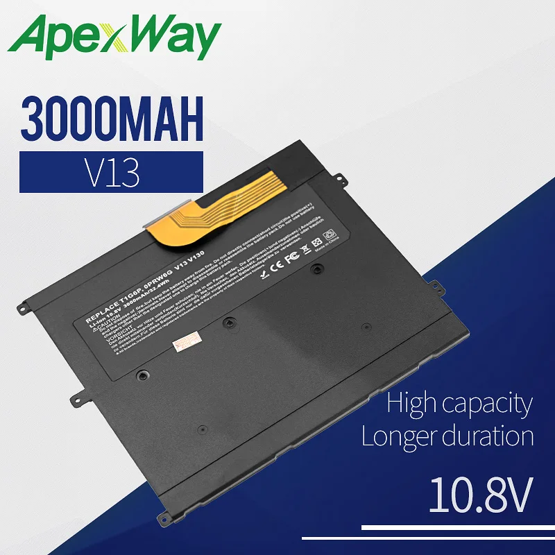 Apexway 3000 mAh лаптоп с Батарея для DELL Vostro V13 V13Z V130 V1300 0NTG4J 0PRW6G 0449TX PRW6G T1G6P|Аккумуляторы