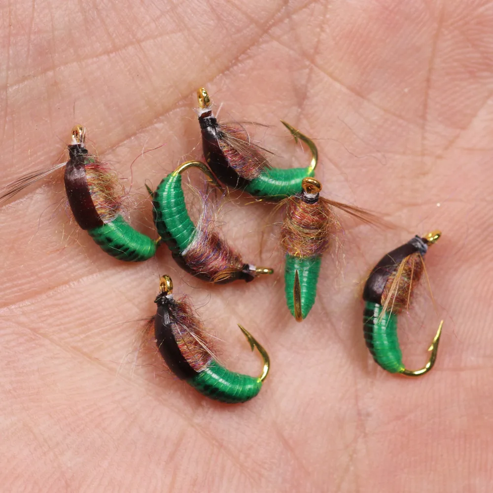 Bimoo 6 шт.#12 Реалистичная Nymph Scud Fly для ловли форели Nymphing искусственная приманка-насекомое приманка Caddis Nymph Fishing Fly