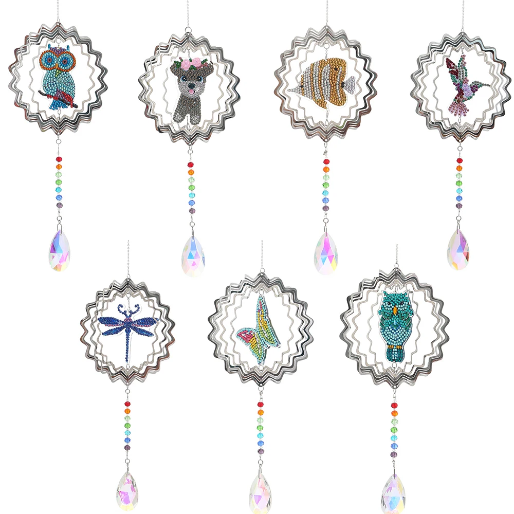 

JIEME DIY Diamond Painting Crystal Wind Chime Pendant Diamond Embroidery Pendant Door and Window Decoration Handicrafts Gift