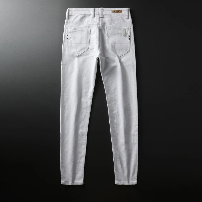 Хорошее качество белые обтягивающие джинсы мужские весенние летние Осенние