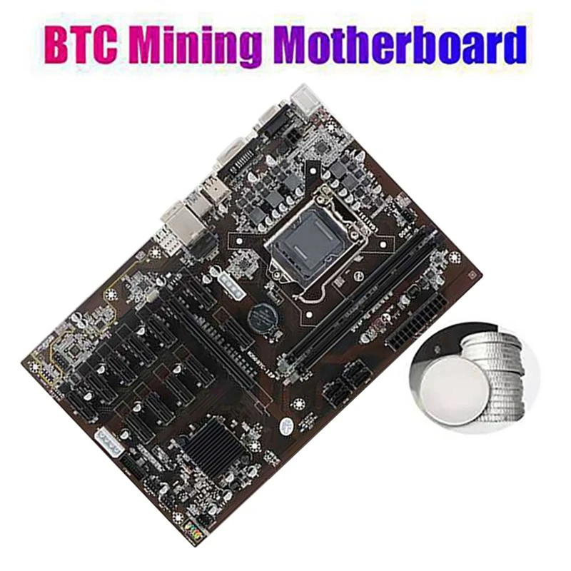 Материнская плата B250 BTC для майнинга 12 PCIE слотов LGA1151 DDR4 RAM SATA3.0 USB3.0 с процессором