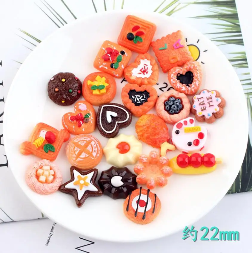 simulation food resin cabochon flatbacks fake bread cookies dessert phone case decoration craft diy scrapbooking accessories free global shipping