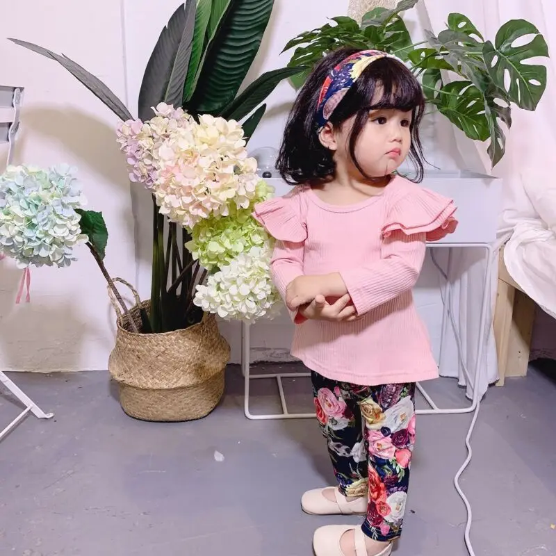 3 предмета одежда для маленьких девочек платье с оборками футболка длинными