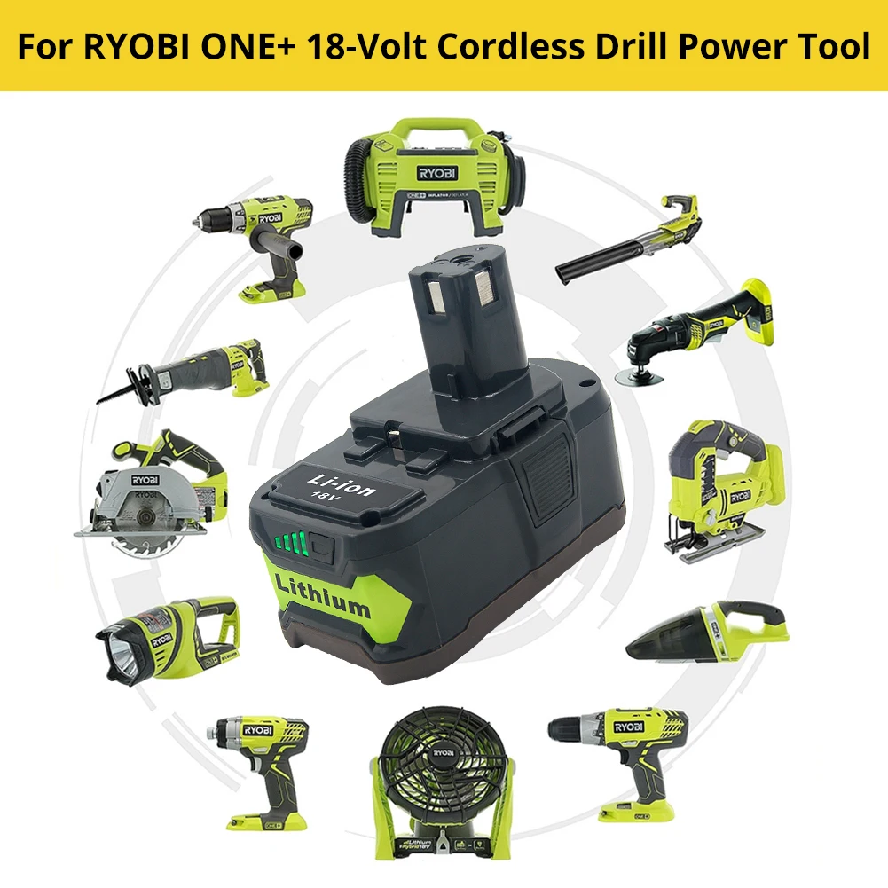 Для Ryobi ONE+ 18V 6000 мА/ч, литий-ионный аккумулятор Батарея Замена RB18L50 RB18L40 RB18L25 P108 P107 P104 P105 P102 P103 с светодиодный светильник