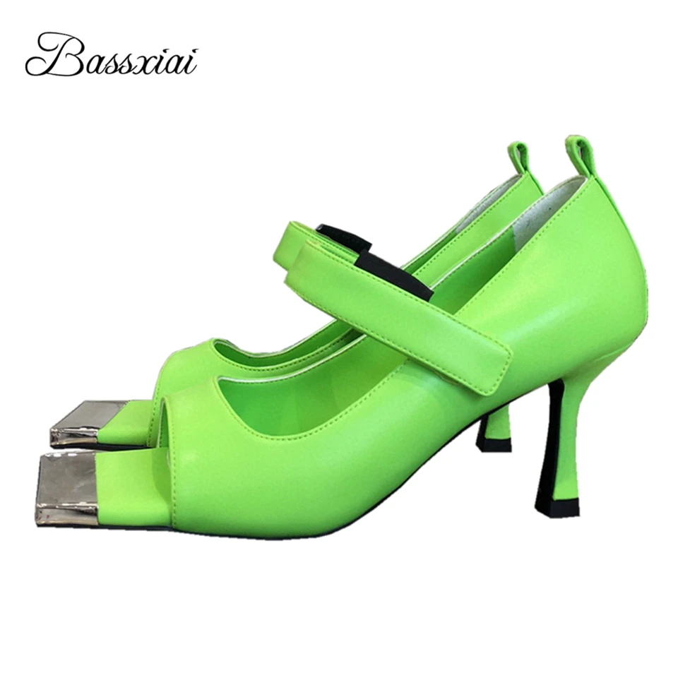 

Genuine Leather Square Open Toe Women's Pumps Thin High Heels Slip-on Spring Autumn Dress Shoes Zapatos De Mujer