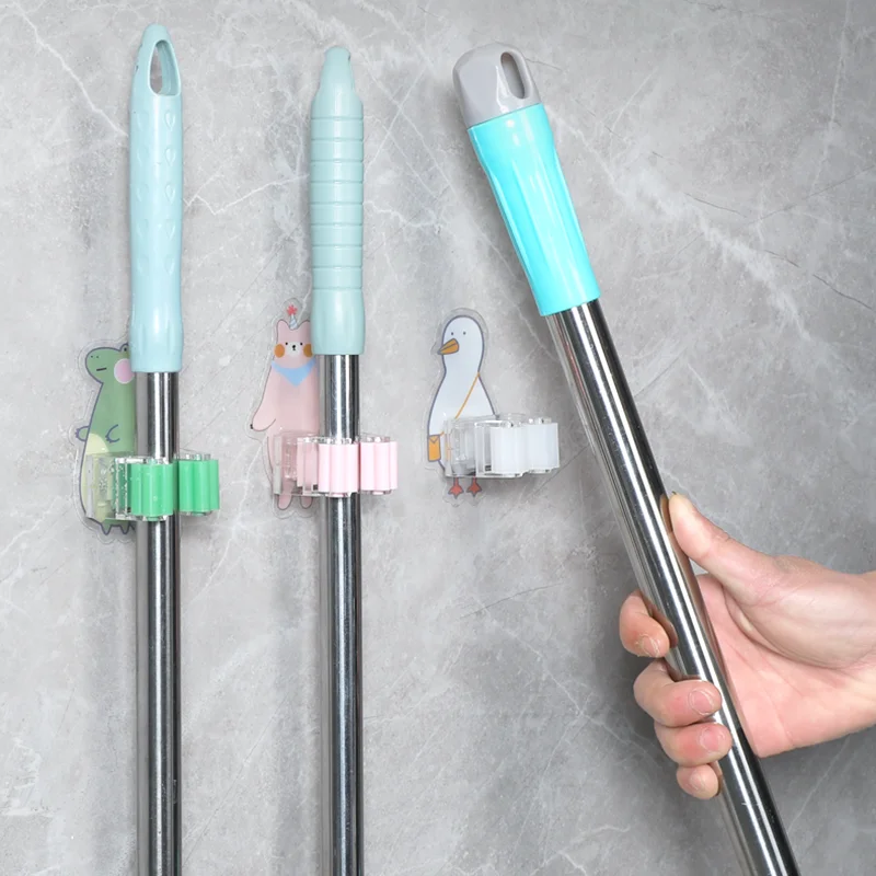 

Mop Brush Holder Rack Wall Mount Storage Hook Nail-free Mop Rack Multifunctional Storage Mop Broom Hook 10X2.5cm TB