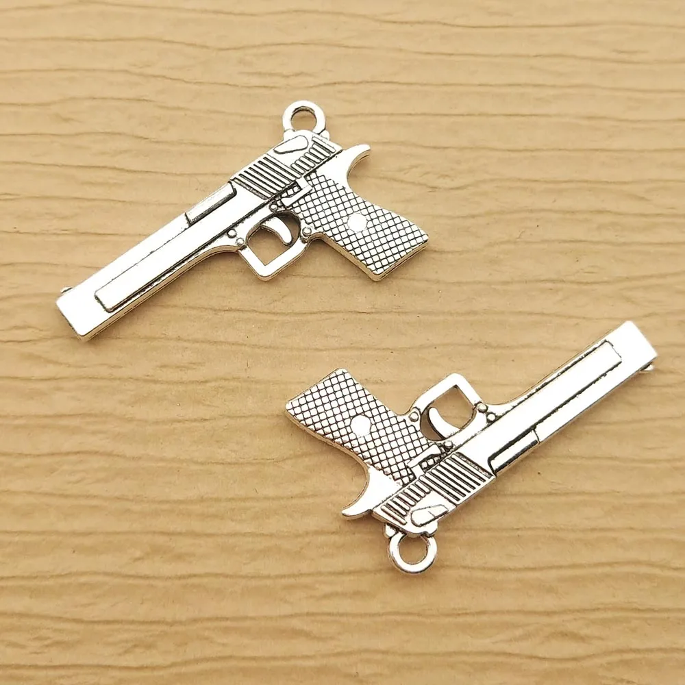 

10pcs 20x33mm Gun Charms for Jewelry Making Fashion Earring Pendant Bracelet Bangle Necklace Accessories Diy Finding Supplies