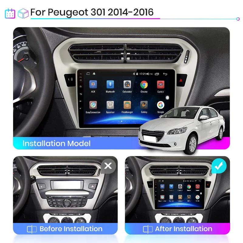 Автомагнитола Junsun V1 pro 2 ГБ + 32 Android 10 для PEUGEOT 301 Citroen Elysee 2014 2016 мультимедийный