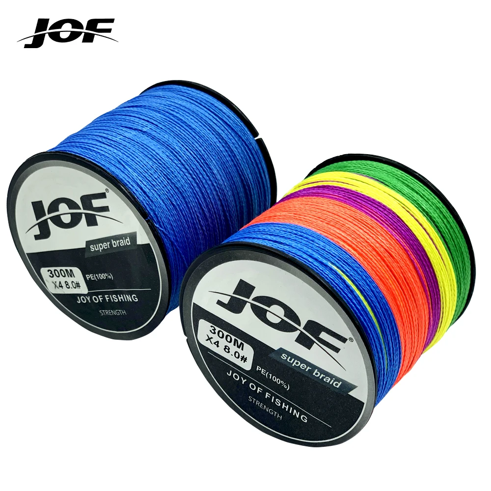 

JOF Brand 4 Strands 300M Braided Fishing Line Multicolor Super Power Japan Multifilament PE Braid Line Saltwater/Freshwater