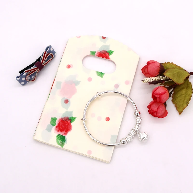 50 шт./лот мини пластиковые мешки для ювелирных изделий с ручкой 9x15 см Дешевые