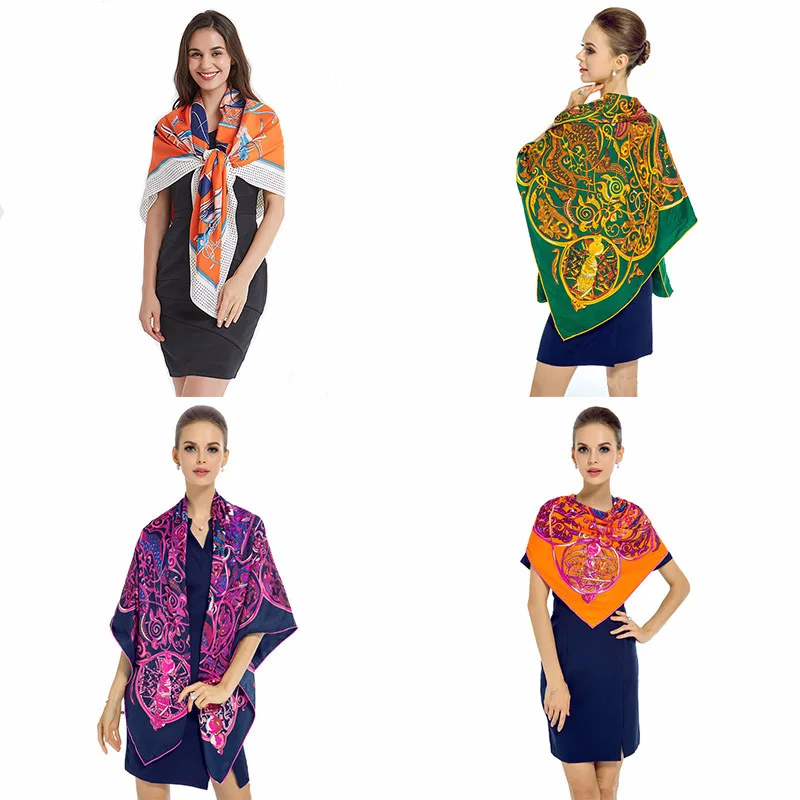 

Multicolor Luxury Brand Matagorda Woman Scarf 100% Silk Twill 51 Inch High Grade Pashmina Stole Poncho Scarves Shawls and Wraps