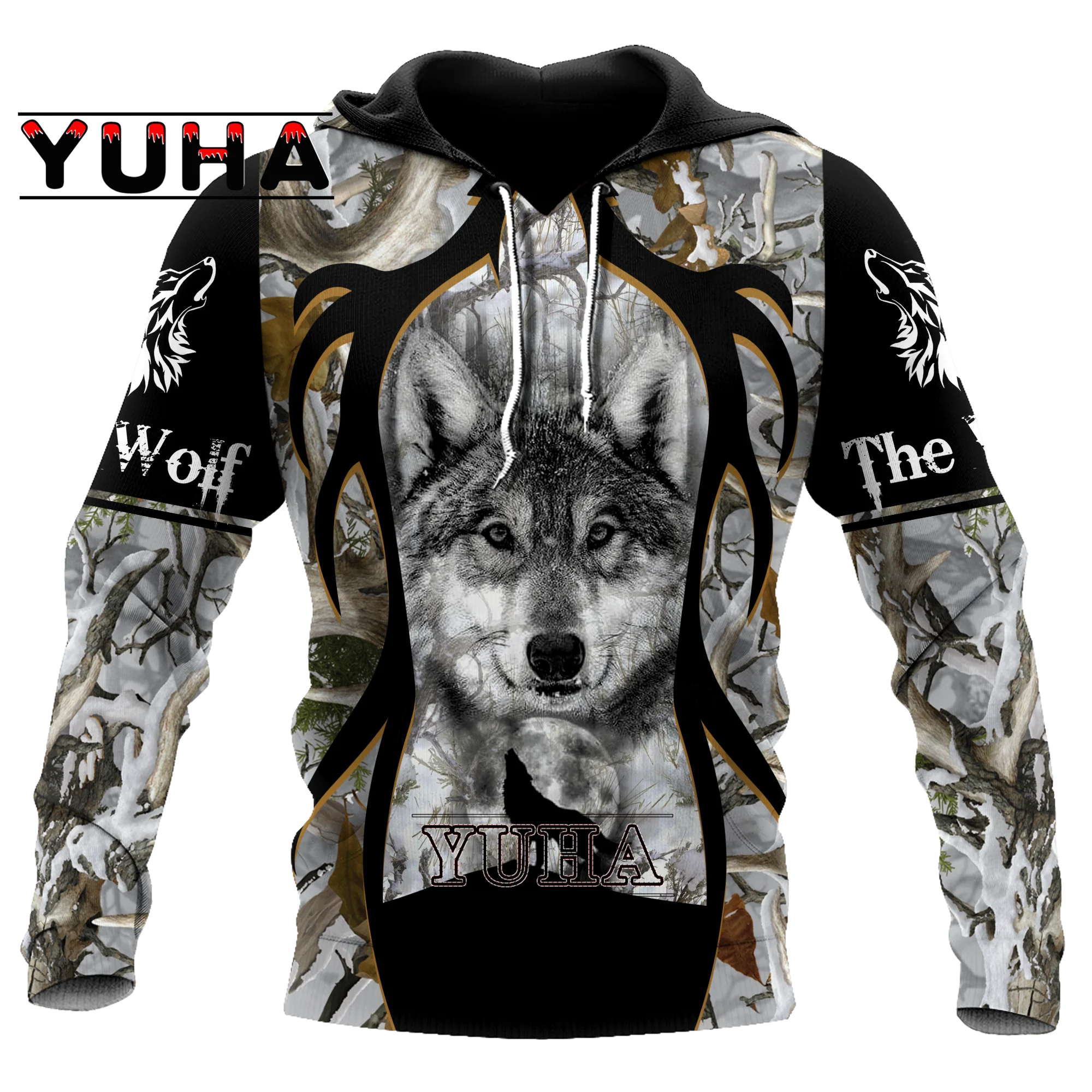 

Animal Wolf Hunter pattern 3D Printed mens Hoodies Harajuku Fashion Sweatshirt Unisex Casual Pullover