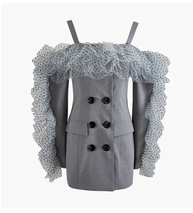 Европа двойные пуговицы вечерние сексуальные женские лоскутные платья 2019