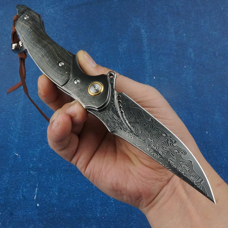 Нож Тактический складной ручной работы из дамасской стали VG10