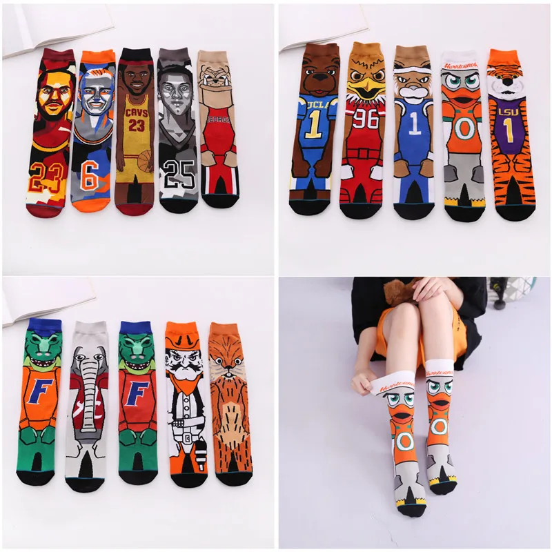 

Men's socks sports socks Europe and the United States cartoon basketball non-slip four seasons cotton personality stockings
