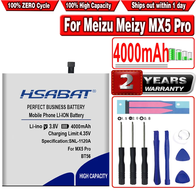 Аккумулятор HSABAT BT56 4000 мАч для Meizu Meizy MX5 Pro / 5 Pro5 M5776 мобильный телефон|mobile phone