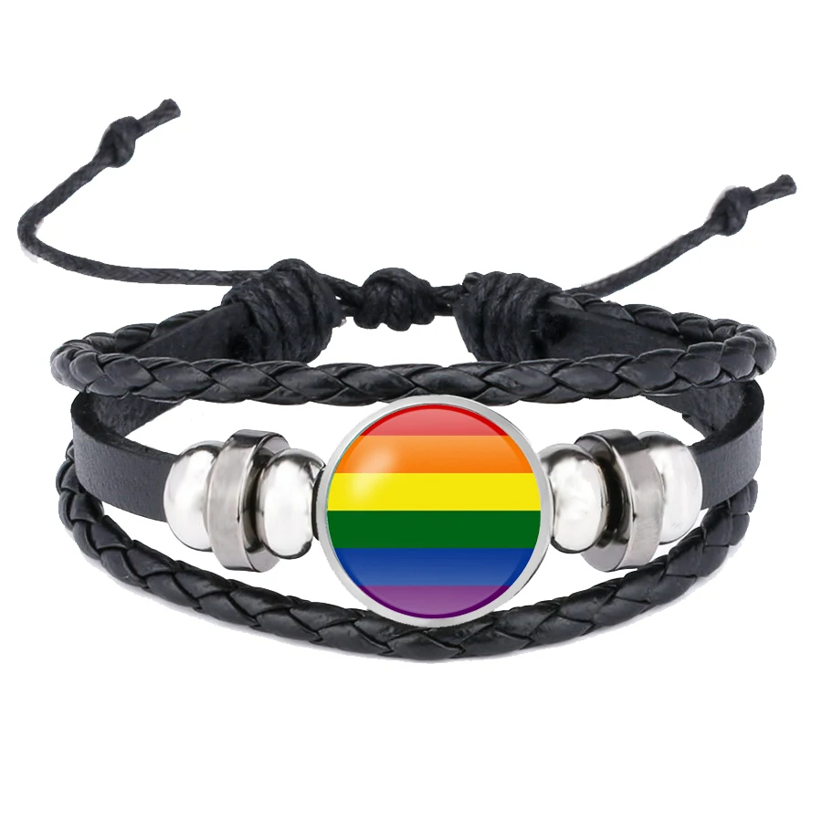 Гей Прайд Стекло и украшением в виде пряжки браслет Радужный Флаг собственными