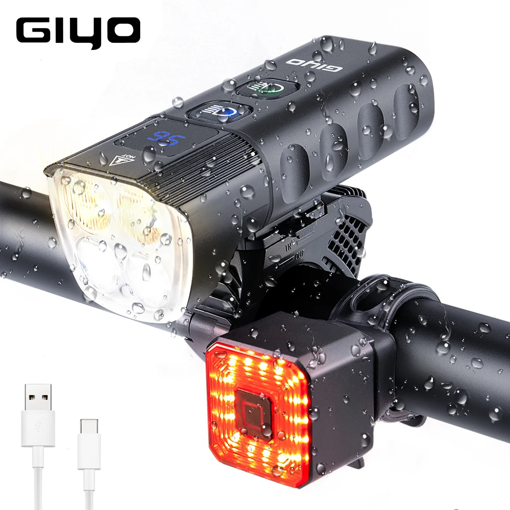

Велосипедные фонари GIYO, передние и задние комплекты, USB, перезаряжаемые, для горного велосипеда, фары, фонарик, 1600LM, держатель для велосипеда,...