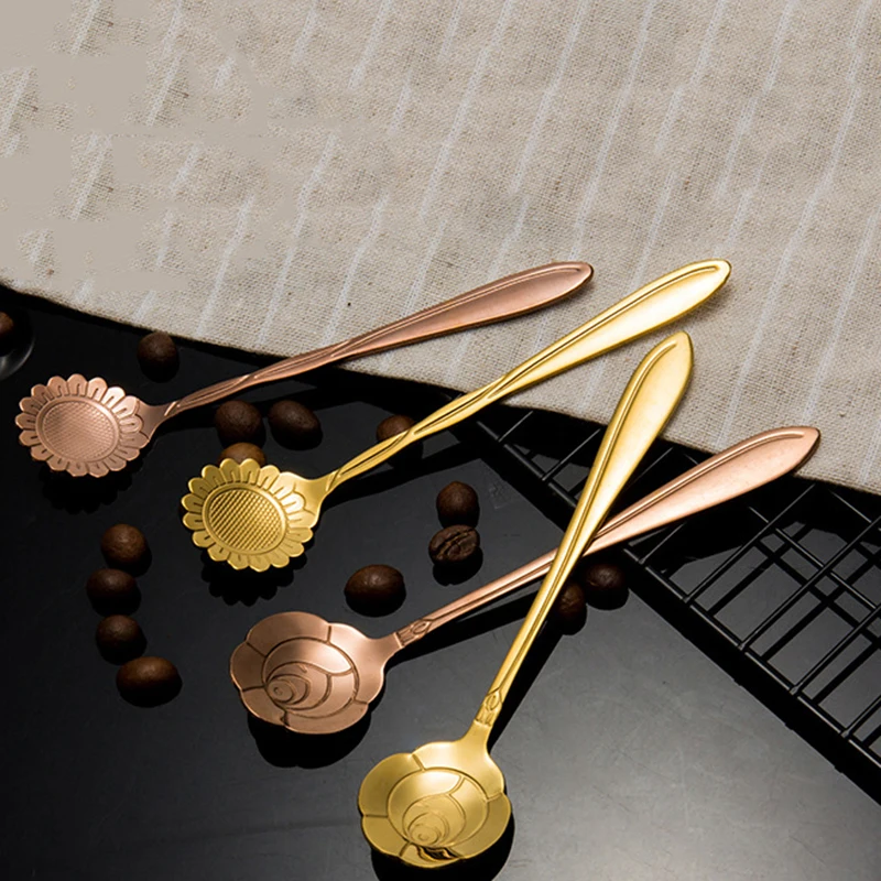 Розовая Золотая прочная кофейная ложка из нержавеющей стали десертная чайная