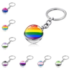 Брелок для ключей, с радужным стеклянным шаром, флагом лесбиянок
